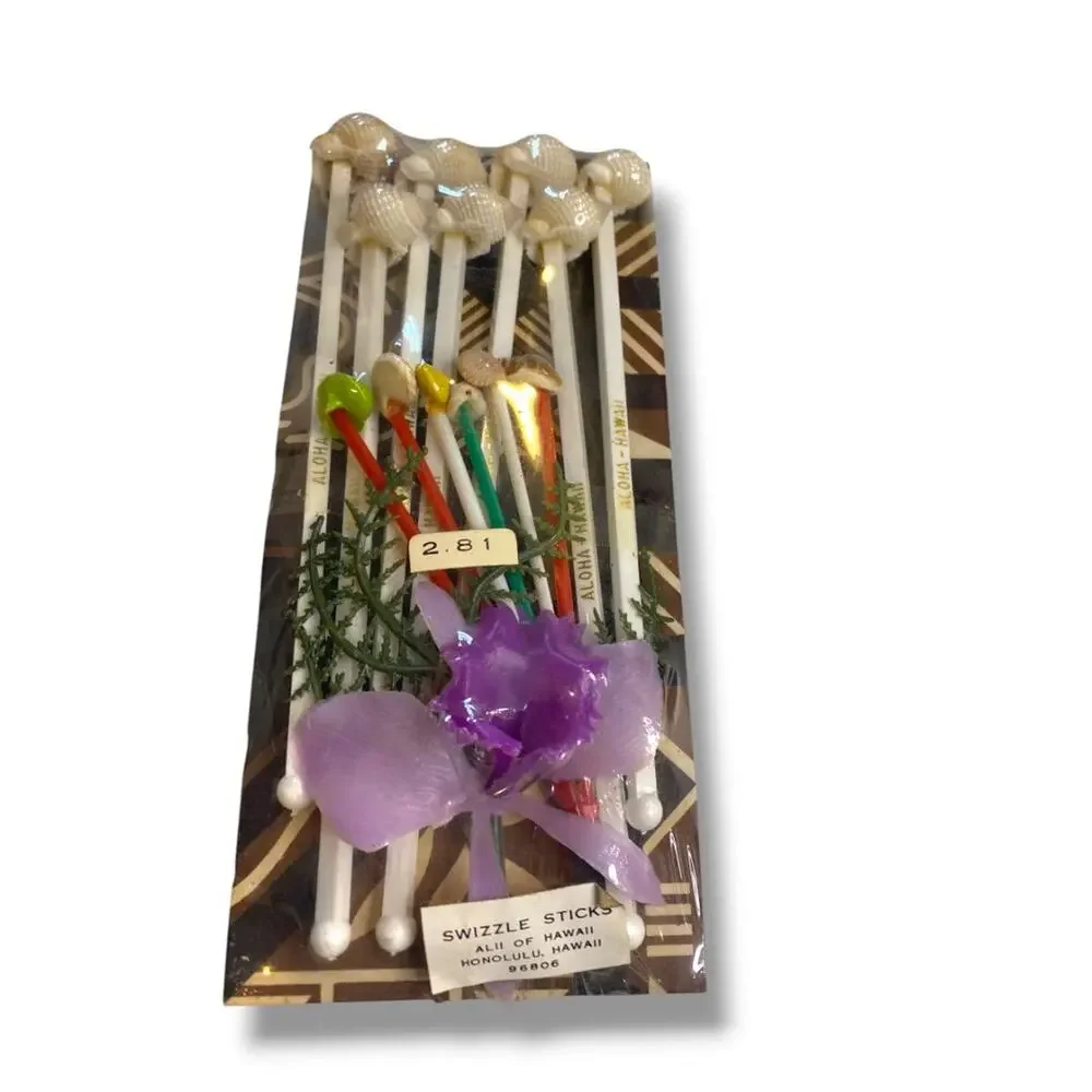Vintage New Souvenir Swizzle Sticks Hawaii Aloha Tiki Bar Decor